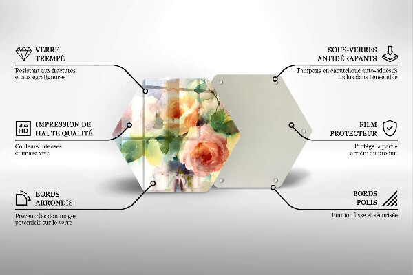 Tabla de cortar de vidrio Flores pintadas