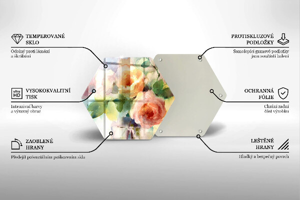 Tabla de cortar de vidrio Flores pintadas