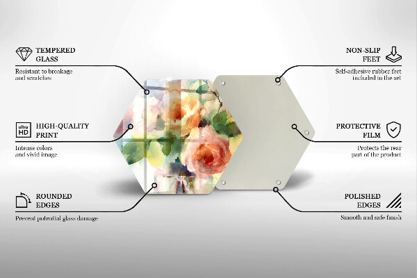 Tabla de cortar de vidrio Flores pintadas