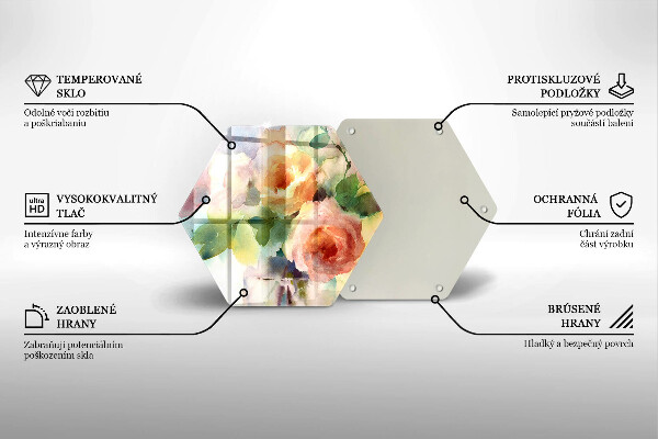 Tabla de cortar de vidrio Flores pintadas