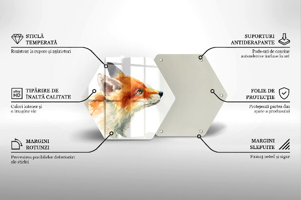 Tabla de cortar de vidrio Zorro pintado