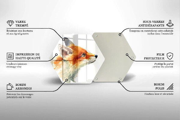 Tabla de cortar de vidrio Zorro pintado