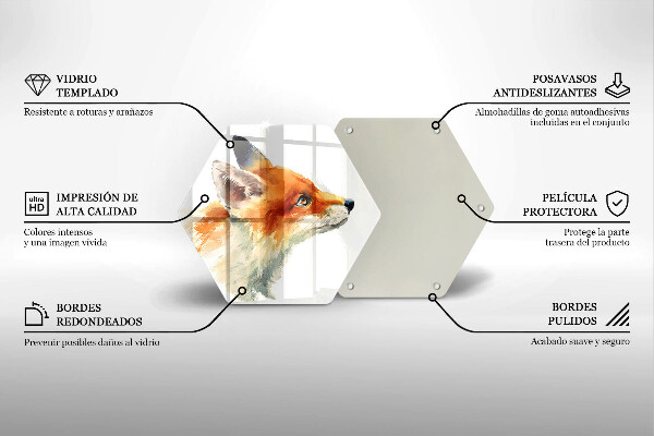 Tabla de cortar de vidrio Zorro pintado