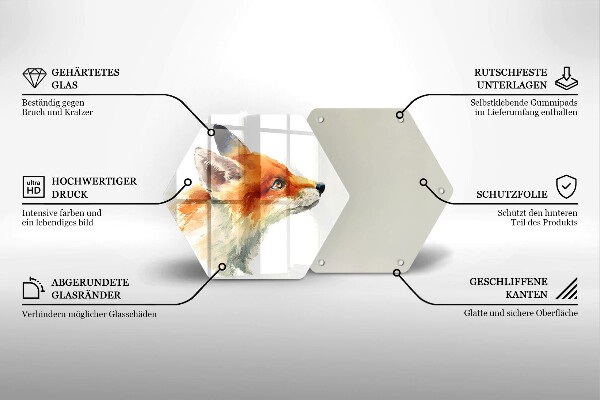 Tabla de cortar de vidrio Zorro pintado