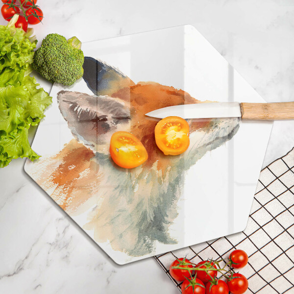 Tabla de cortar de vidrio Zorro pintado