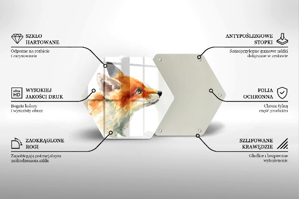 Tabla de cortar de vidrio Zorro pintado