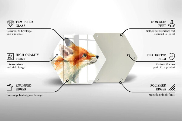 Tabla de cortar de vidrio Zorro pintado