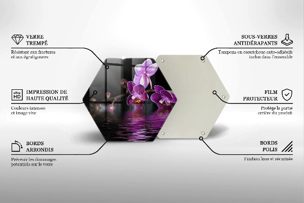 Tabla de cortar de vidrio Agua zen de orquídeas