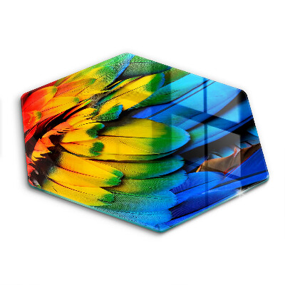 Tabla de cortar de vidrio Plumas de loro de colores