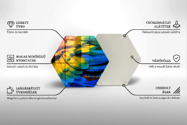 Tabla de cortar de vidrio Plumas de loro de colores