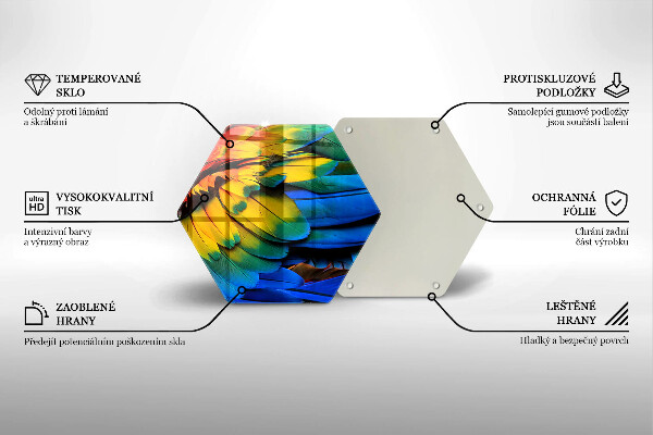 Tabla de cortar de vidrio Plumas de loro de colores