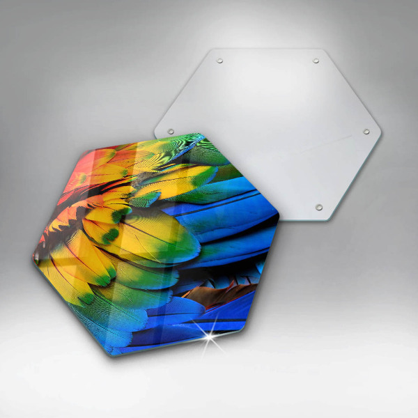 Tabla de cortar de vidrio Plumas de loro de colores