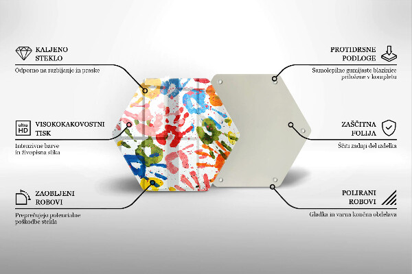 Tabla de cortar de vidrio Huellas de manos de niños