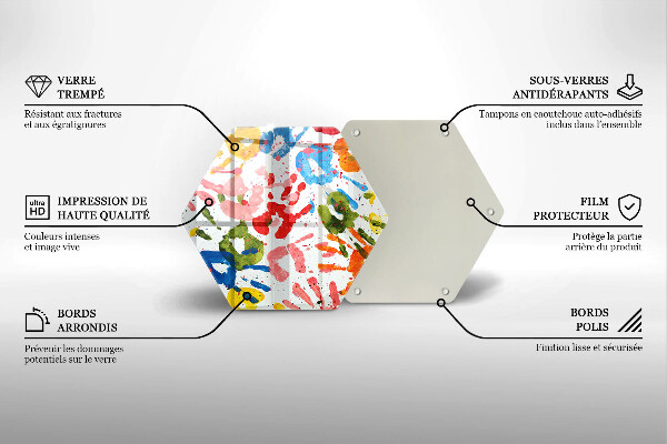 Tabla de cortar de vidrio Huellas de manos de niños