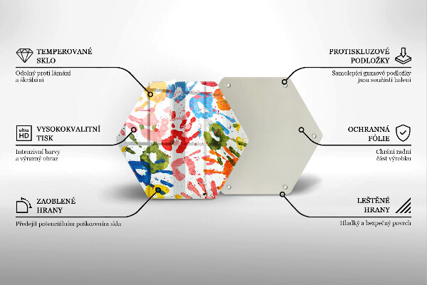 Tabla de cortar de vidrio Huellas de manos de niños