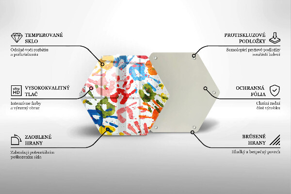 Tabla de cortar de vidrio Huellas de manos de niños