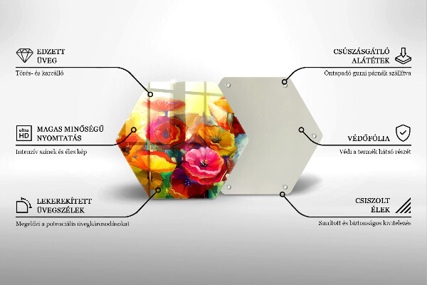 Tabla de cortar de vidrio Flores coloridas pintadas