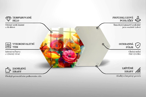 Tabla de cortar de vidrio Flores coloridas pintadas