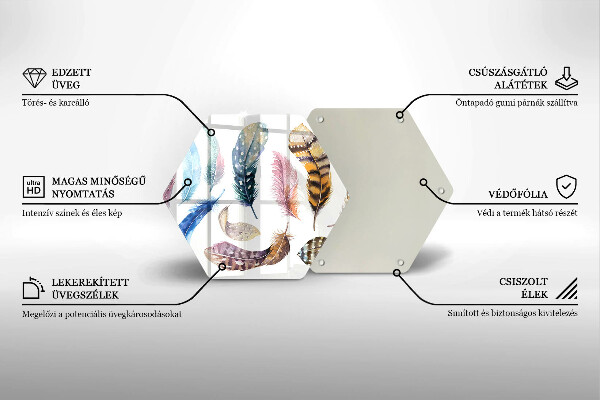 Tabla de cortar de vidrio Plumas de pájaros de colores