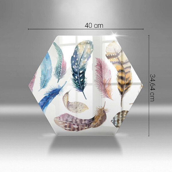 Tabla de cortar de vidrio Plumas de pájaros de colores