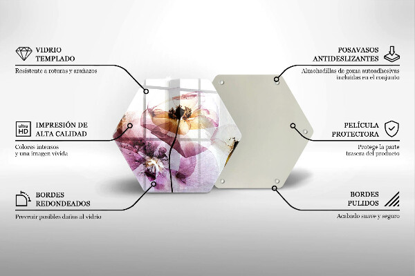 Tabla de cortar de vidrio Flores delicadas