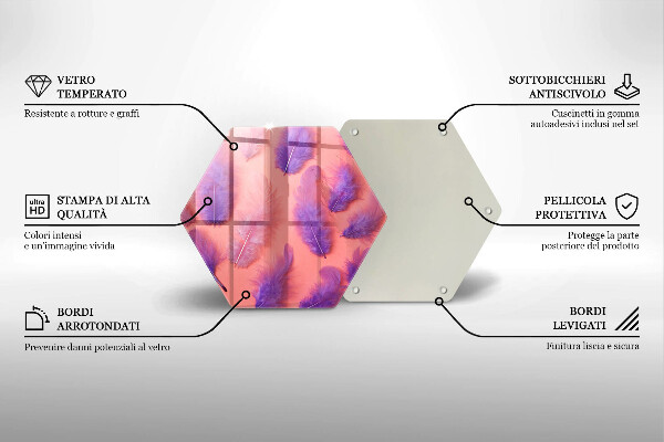 Tabla de cortar de vidrio Plumas esponjosas