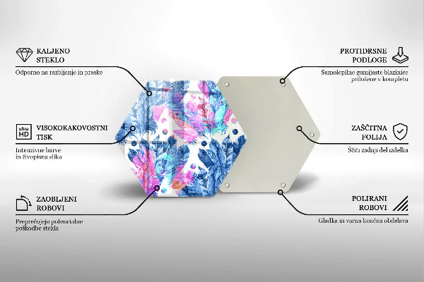 Tabla de cortar de vidrio Ilustración boho de plumas