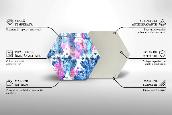 Tabla de cortar de vidrio Ilustración boho de plumas