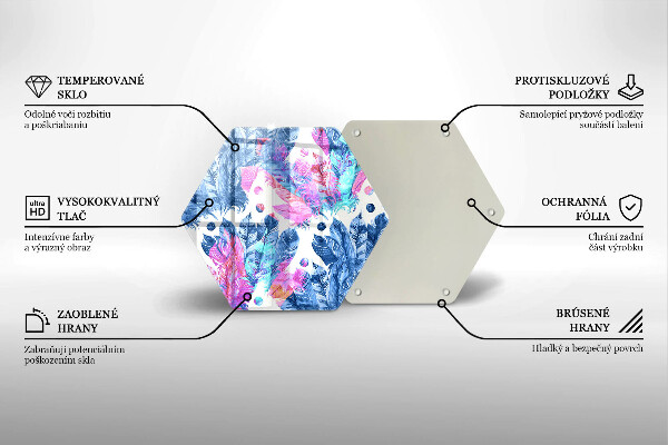 Tabla de cortar de vidrio Ilustración boho de plumas