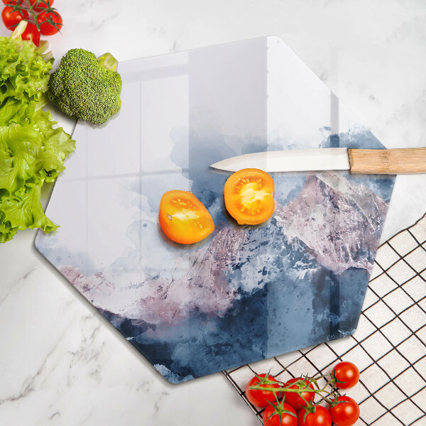 Tabla de cortar de vidrio Montañas pintadas abstractas