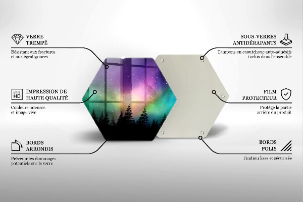 Tabla de cortar de vidrio Aurora boreal y bosque