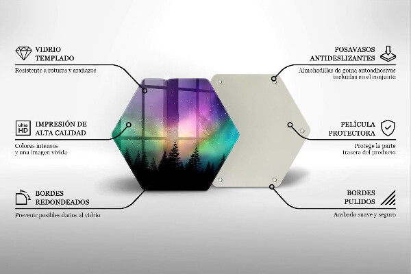 Tabla de cortar de vidrio Aurora boreal y bosque