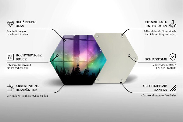 Tabla de cortar de vidrio Aurora boreal y bosque