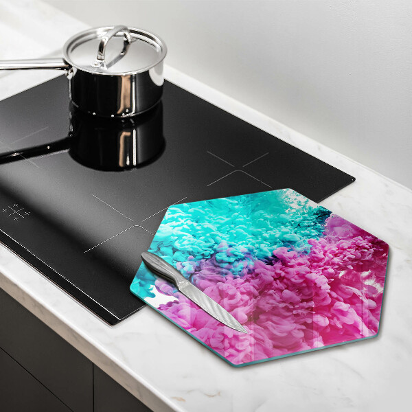 Tabla de cortar de vidrio Humo rosa turquesa