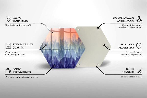 Tabla de cortar de vidrio Bosque al atardecer