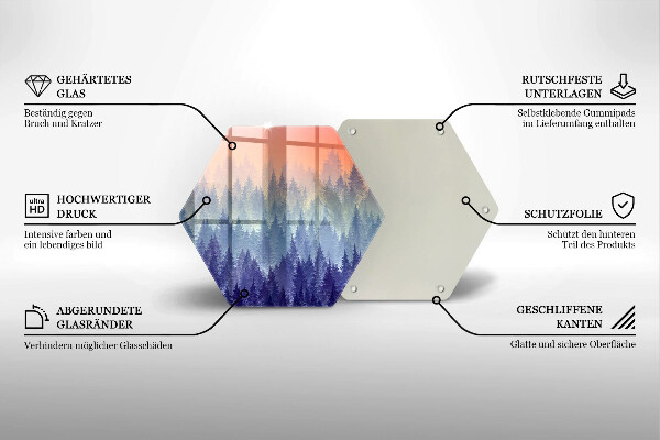 Tabla de cortar de vidrio Bosque al atardecer