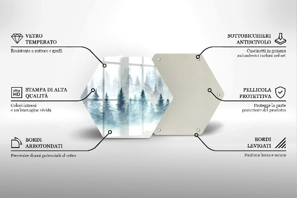 Tabla de cortar de vidrio Bosque de invierno pintado