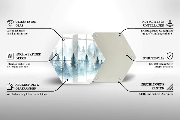 Tabla de cortar de vidrio Bosque de invierno pintado