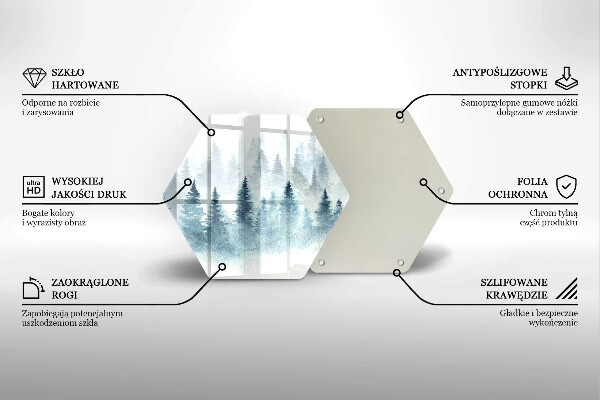 Tabla de cortar de vidrio Bosque de invierno pintado