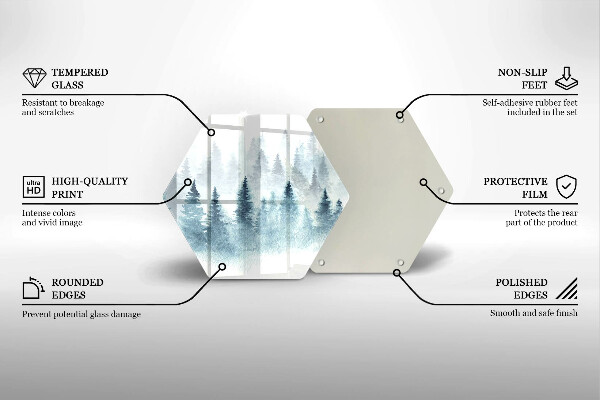Tabla de cortar de vidrio Bosque de invierno pintado