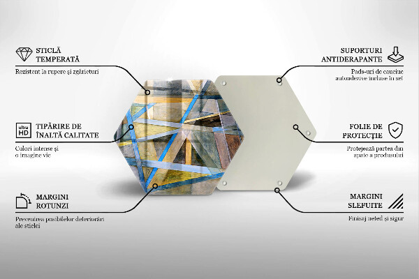 Tabla de cortar de vidrio Abstracción de líneas pintadas