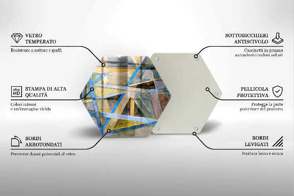 Tabla de cortar de vidrio Abstracción de líneas pintadas