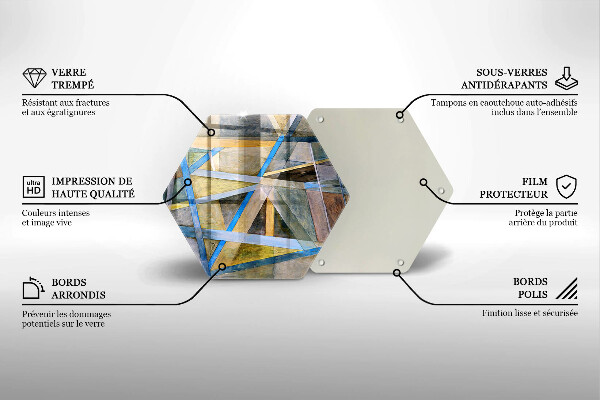 Tabla de cortar de vidrio Abstracción de líneas pintadas