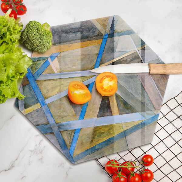 Tabla de cortar de vidrio Abstracción de líneas pintadas