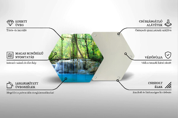 Tabla de cortar de vidrio Cascada en el bosque