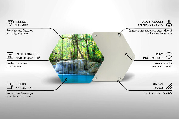 Tabla de cortar de vidrio Cascada en el bosque