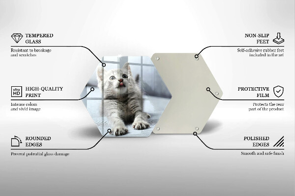 Tabla de cortar de vidrio Pequeño gatito lindo