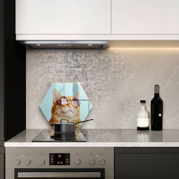 Tabla de cortar de vidrio Gato rojo con gafas