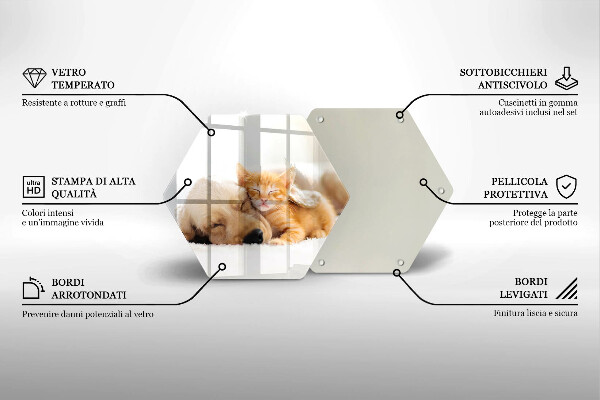 Tabla de cortar de vidrio Animales perro y gato