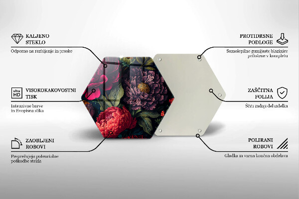 Tabla de cortar de vidrio Hermosas flores